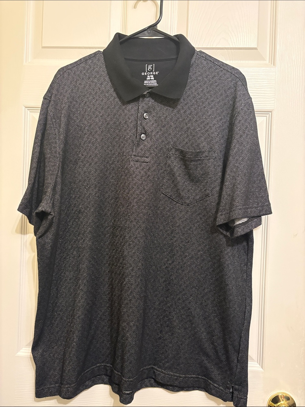 George Men’s Charcoal Patterned‎ Polo with Black Collar
